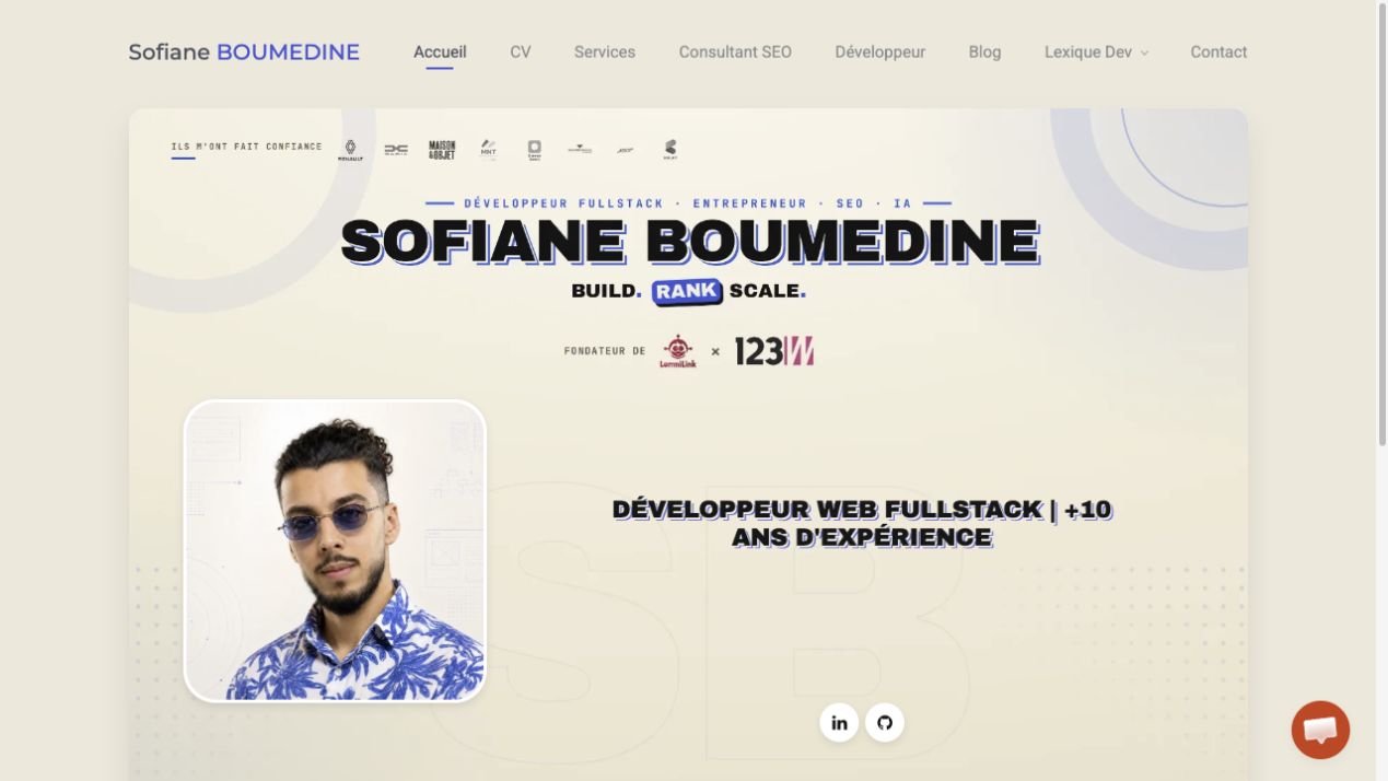 Capture du site Site de Sofiane Boumedine
